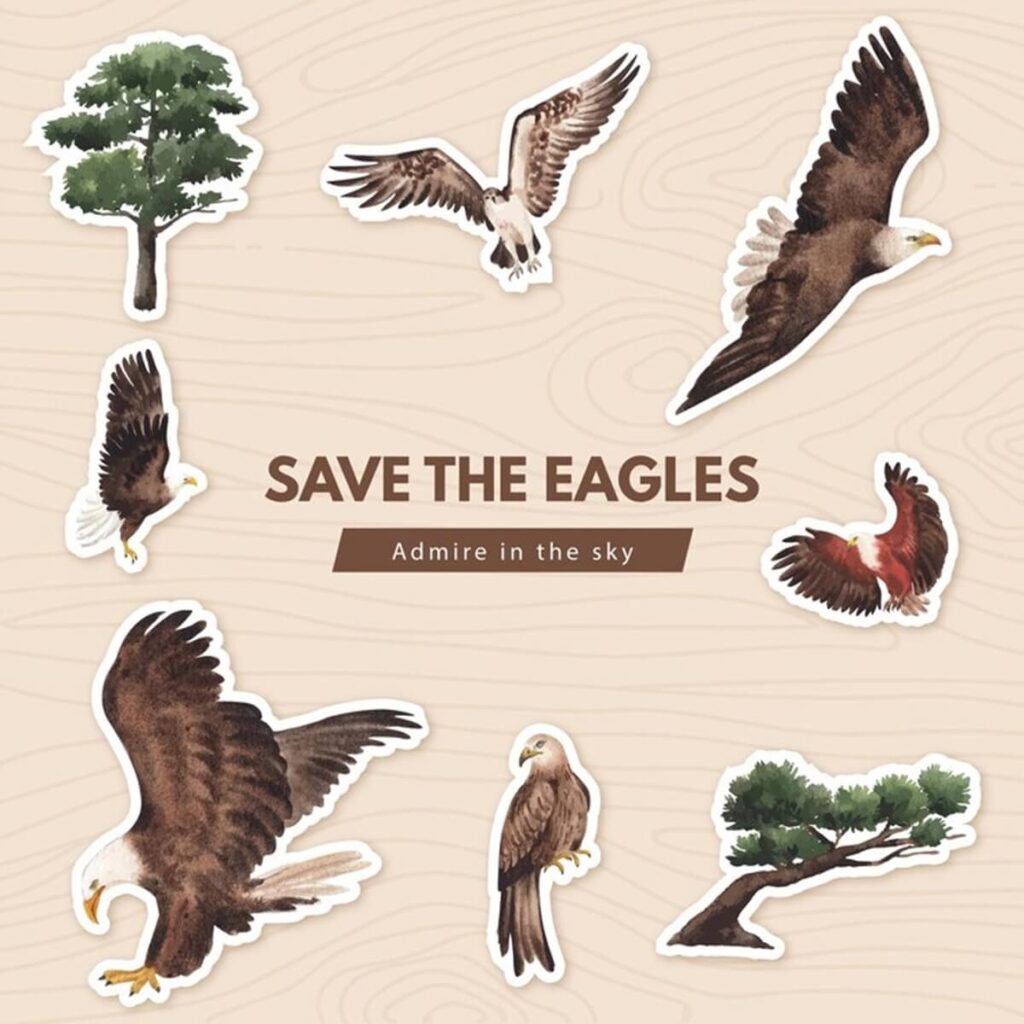 sticker template with bald eagle watercolor style 83728 7885 1