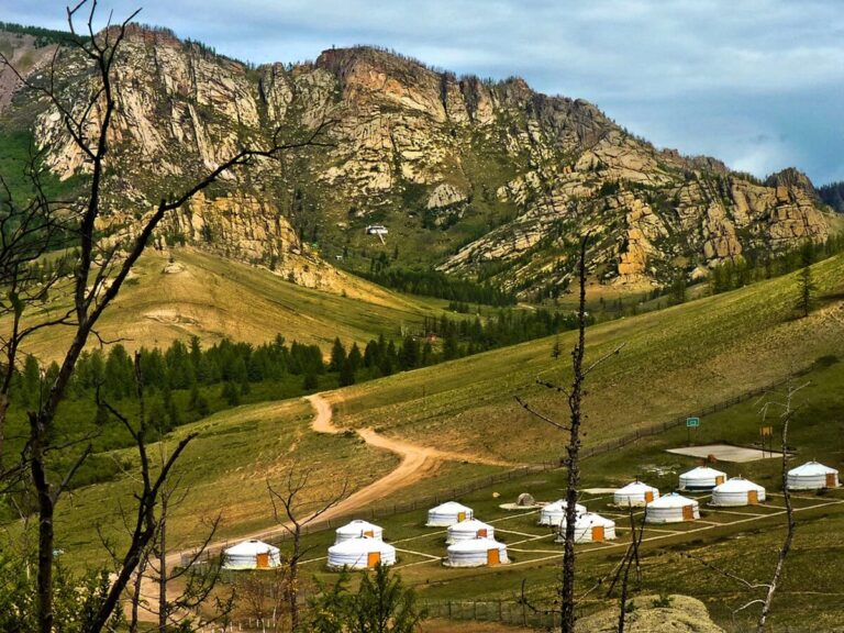 Mongolian yurts and ger camps during treks