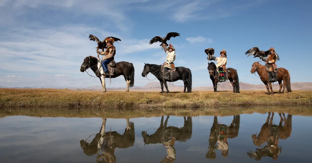 A day in the life of an eagle hunter on horseback in the Altai.